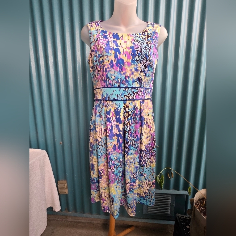 Kenar Multicolor Abstract Midi Dress Sleeveless Size 6